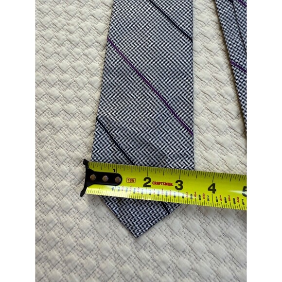Nordstrom Tie Men's Designer Necktie Black White Houndstooth 100% Silk England - Picture 6 of 7